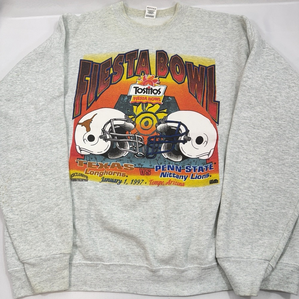 Vintage 1997 Texas Vs Penn‎ Fiesta Bowl Grey Sweatshirt Sz XL